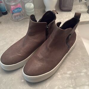 J/Slides Platform Zip Booties Sneakers Brown
